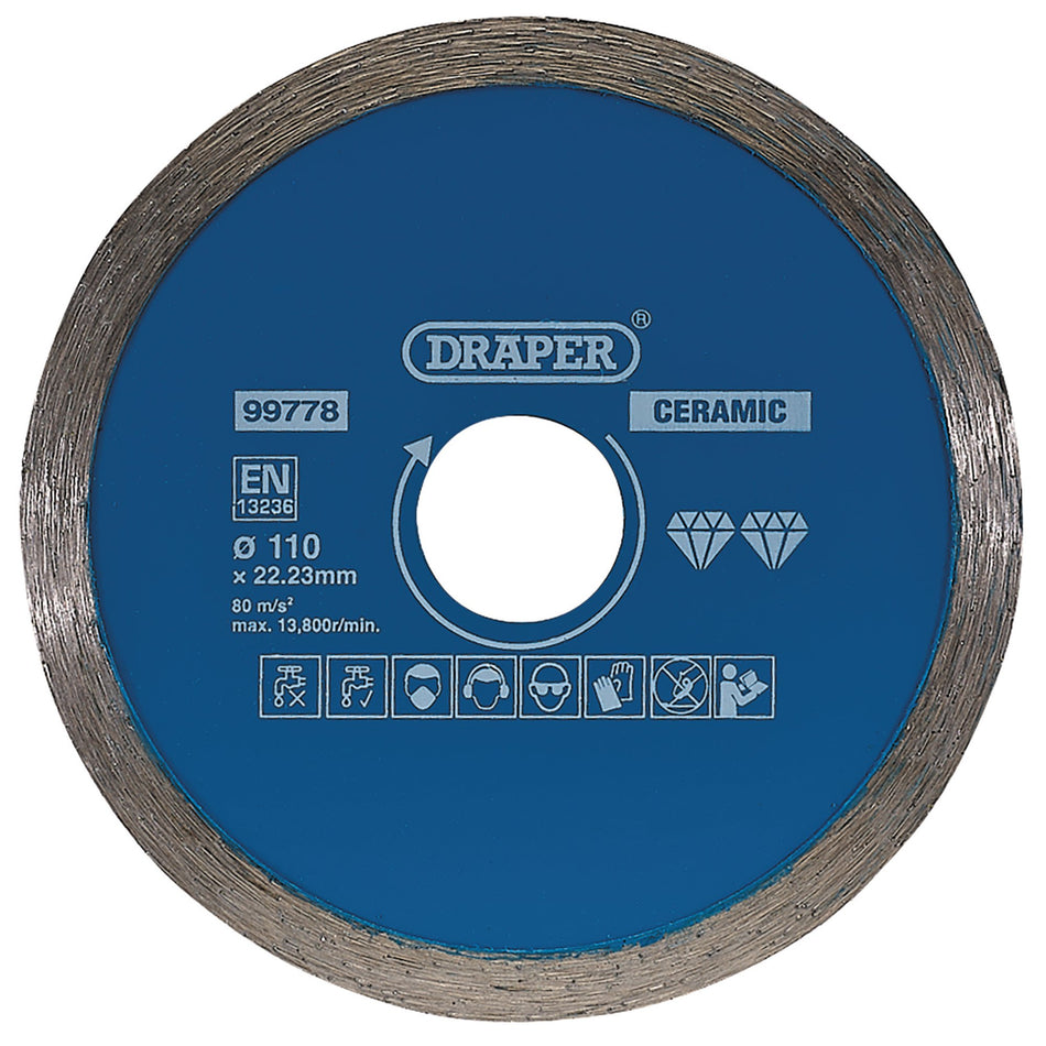 Draper 99778 Continuous Diamond Blade, 110mm