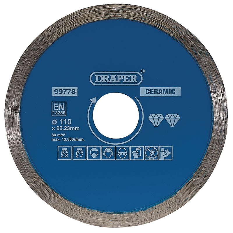 Draper 99778 Continuous Diamond Blade, 110mm