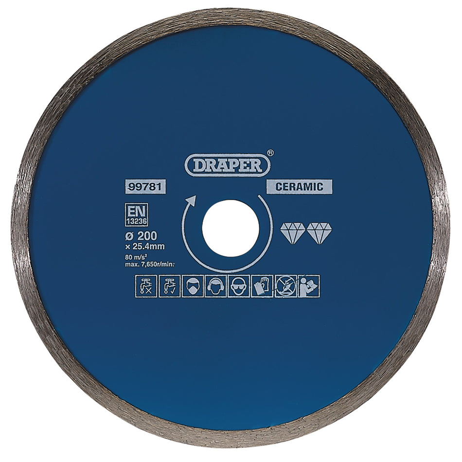 Draper 99781 Continuous Diamond Blade, 200mm