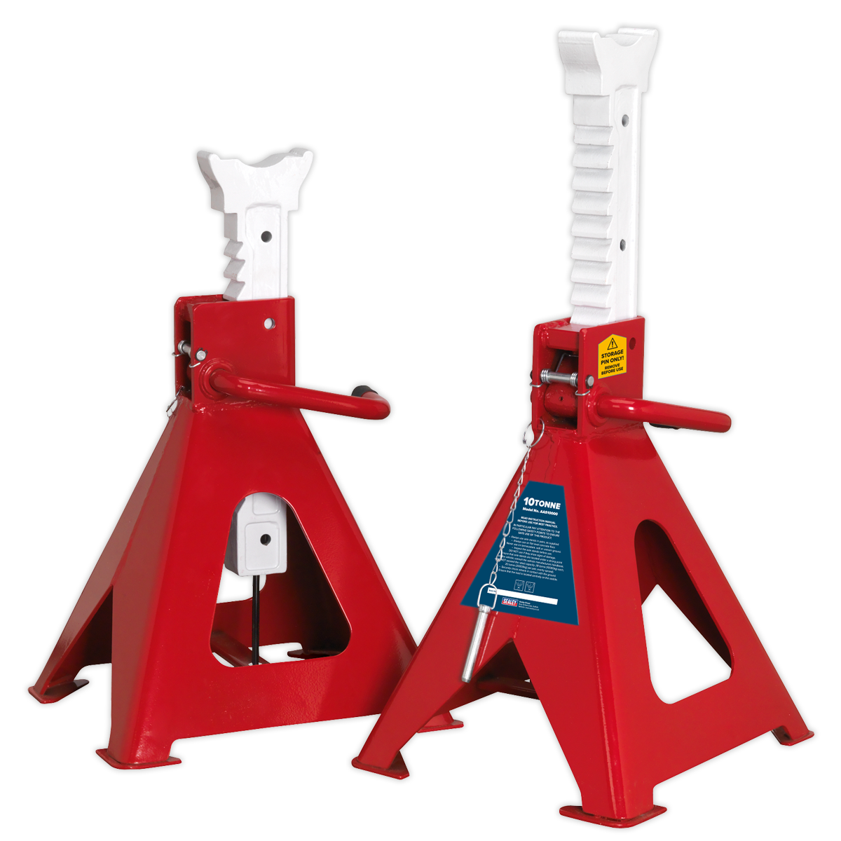 Sealey AAS10000 Auto Rise Ratchet Axle Stands (Pair) 10tonne Capacity per Stand