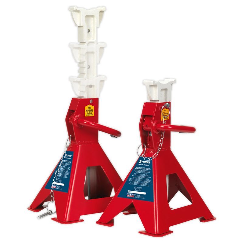 Sealey AAS3000 Auto Rise Ratchet Axle Stands (Pair) 3tonne Capacity per Stand