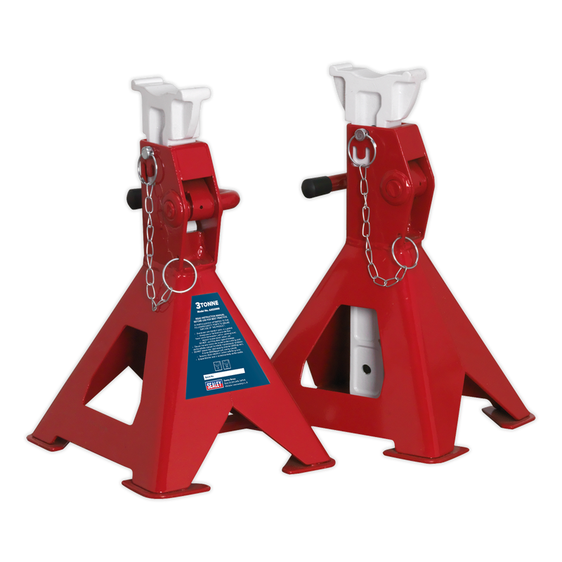 Sealey AAS3000 Auto Rise Ratchet Axle Stands (Pair) 3tonne Capacity per Stand