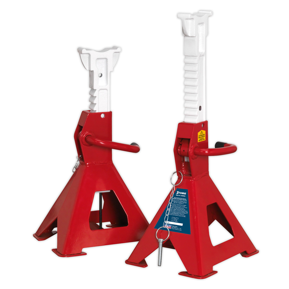 Sealey AAS3000 Auto Rise Ratchet Axle Stands (Pair) 3tonne Capacity per Stand