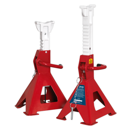 Sealey AAS3000 Auto Rise Ratchet Axle Stands (Pair) 3tonne Capacity per Stand