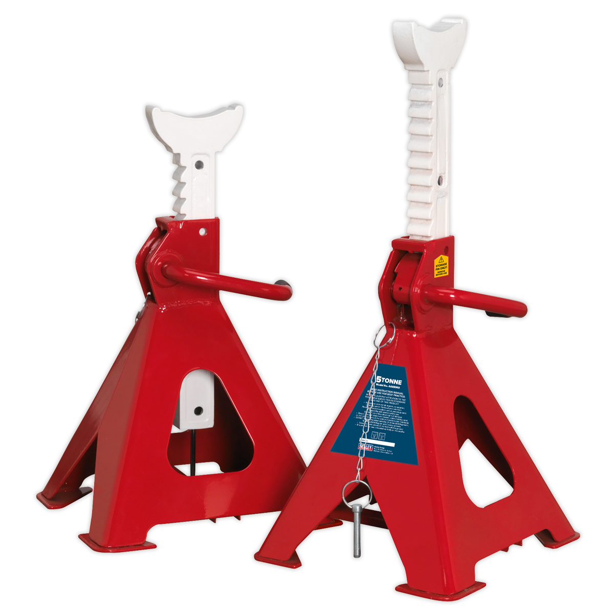 Sealey AAS5000 Auto Rise Ratchet Axle Stands (Pair) 5tonne Capacity per Stand