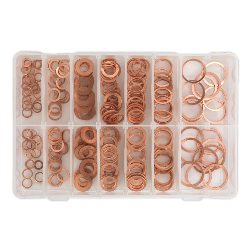 Sealey AB027CW 250pc Diesel Injector Copper Washer Assortment - Metric