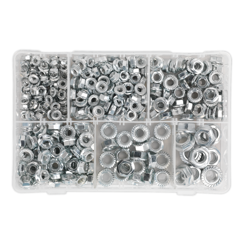 Sealey AB031FN 390pc Serrated Flange Nut Assortment DIN 6293 - M5-M12
