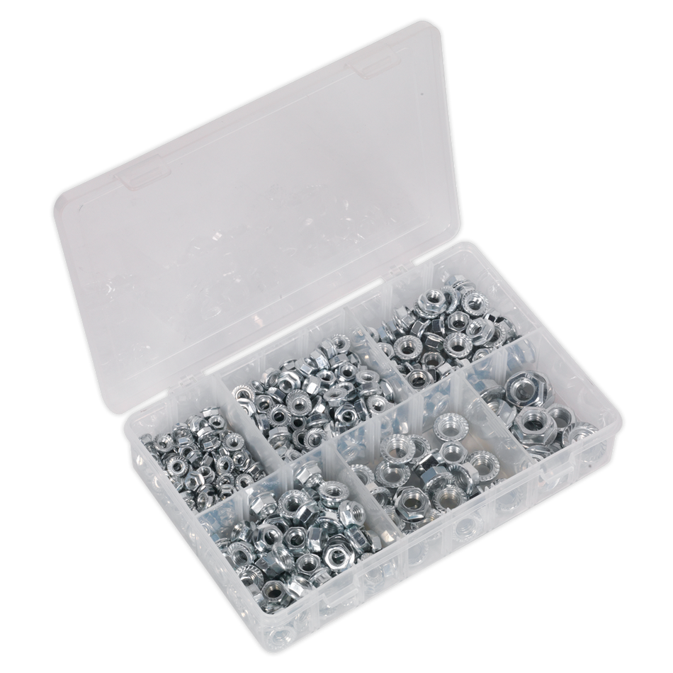 Sealey AB031FN 390pc Serrated Flange Nut Assortment DIN 6293 - M5-M12