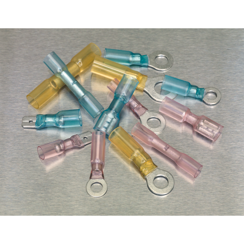 Sealey AB037HT 142pc Adhesive Lined Heat Shrink Terminal Assortment - Blue, Red, Yellow