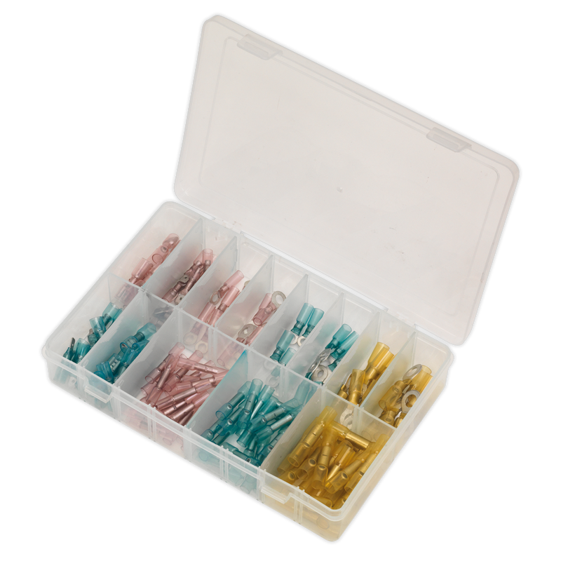 Sealey AB037HT 142pc Adhesive Lined Heat Shrink Terminal Assortment - Blue, Red, Yellow