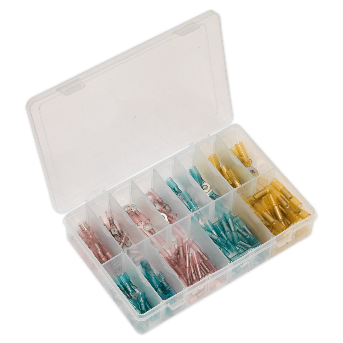 Sealey AB037HT 142pc Adhesive Lined Heat Shrink Terminal Assortment - Blue, Red, Yellow