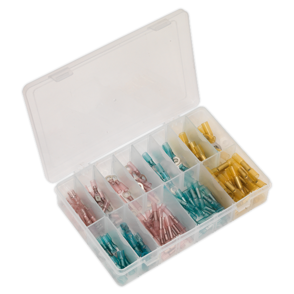 Sealey AB037HT 142pc Adhesive Lined Heat Shrink Terminal Assortment - Blue, Red, Yellow
