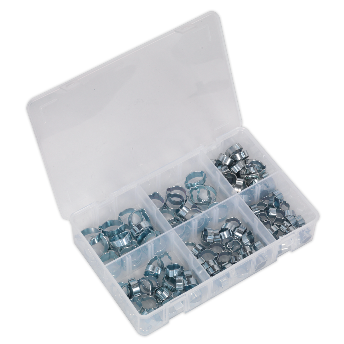 Sealey AB044DE 140pc O-Clip Double Ear Assortment Zinc Plated