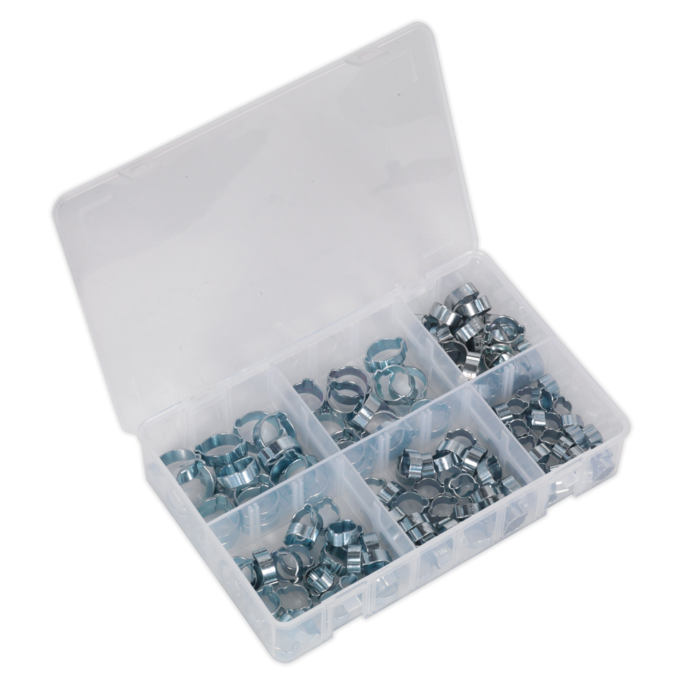 Sealey AB044DE 140pc O-Clip Double Ear Assortment Zinc Plated