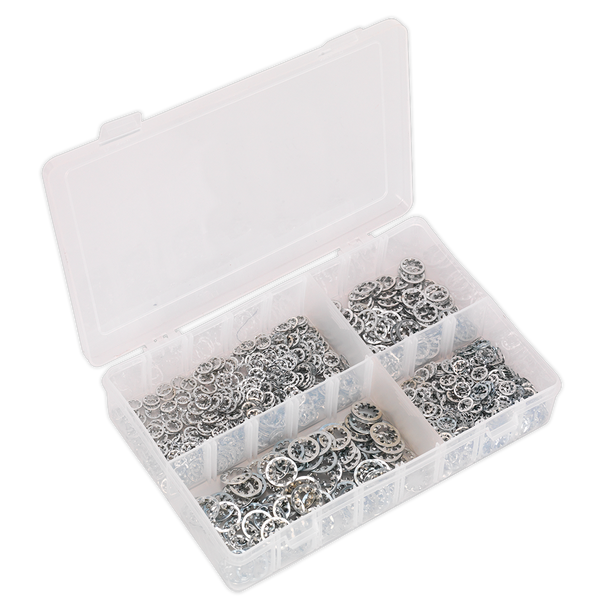 Sealey AB057LW 1000pc Internal Serrated Lock Washer Assortment DIN 6798J - M5-M10