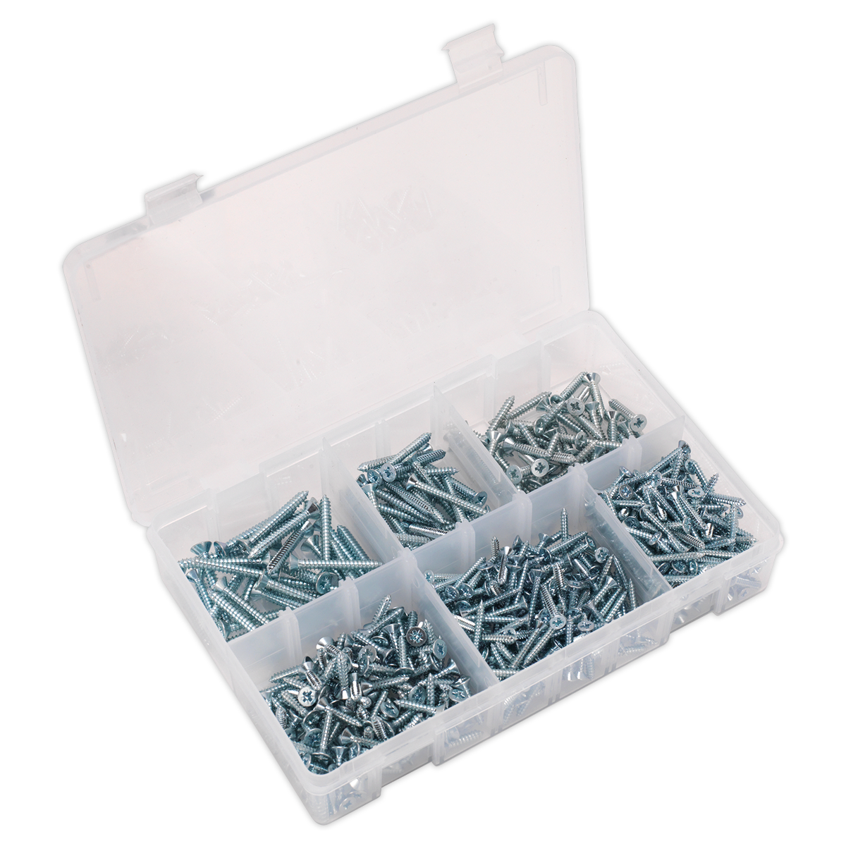 Sealey AB062STCS 510pc Zinc Plated Self Tapping Countersunk Pozi Screw Assortment - DIN 7982