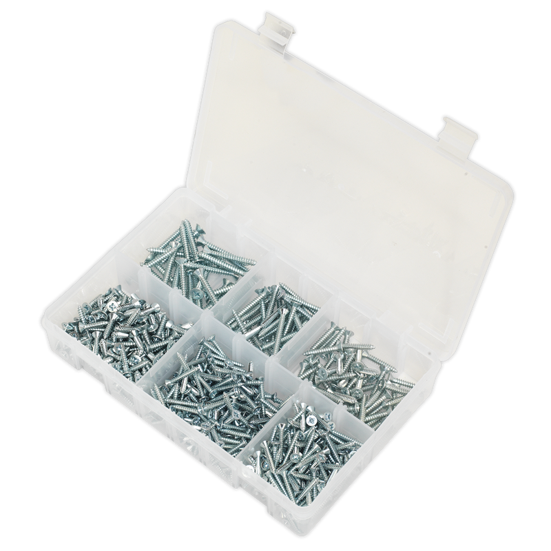 Sealey AB062STCS 510pc Zinc Plated Self Tapping Countersunk Pozi Screw Assortment - DIN 7982