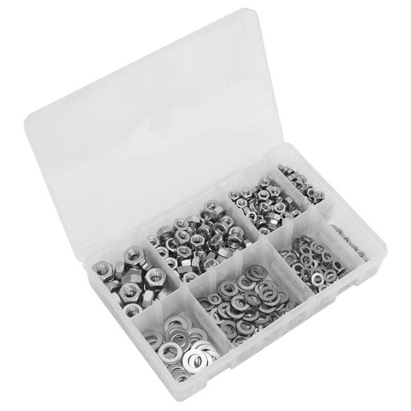 Sealey AB077NW Stainless Steel Nut and Washer Assortment 500pc M5-M10