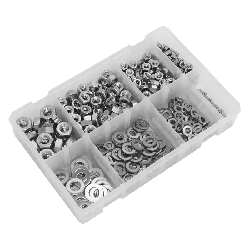 Sealey AB077NW Stainless Steel Nut and Washer Assortment 500pc M5-M10