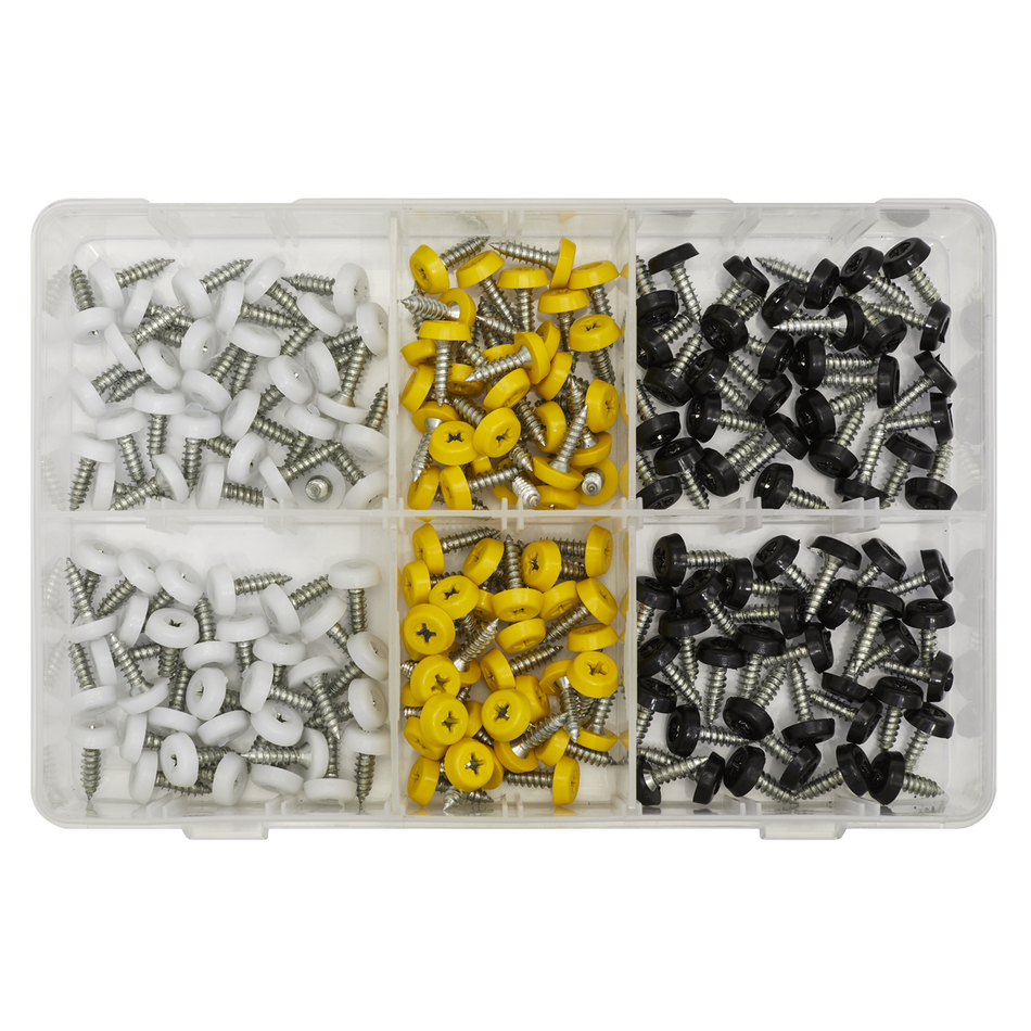 Sealey AB195NP 195pc Numberplate Screw Assortment - Plastic Enclosed Head