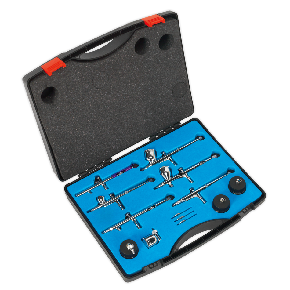 Sealey AB936 10pc Mini Air Brush Kit Gravity/Suction Feed