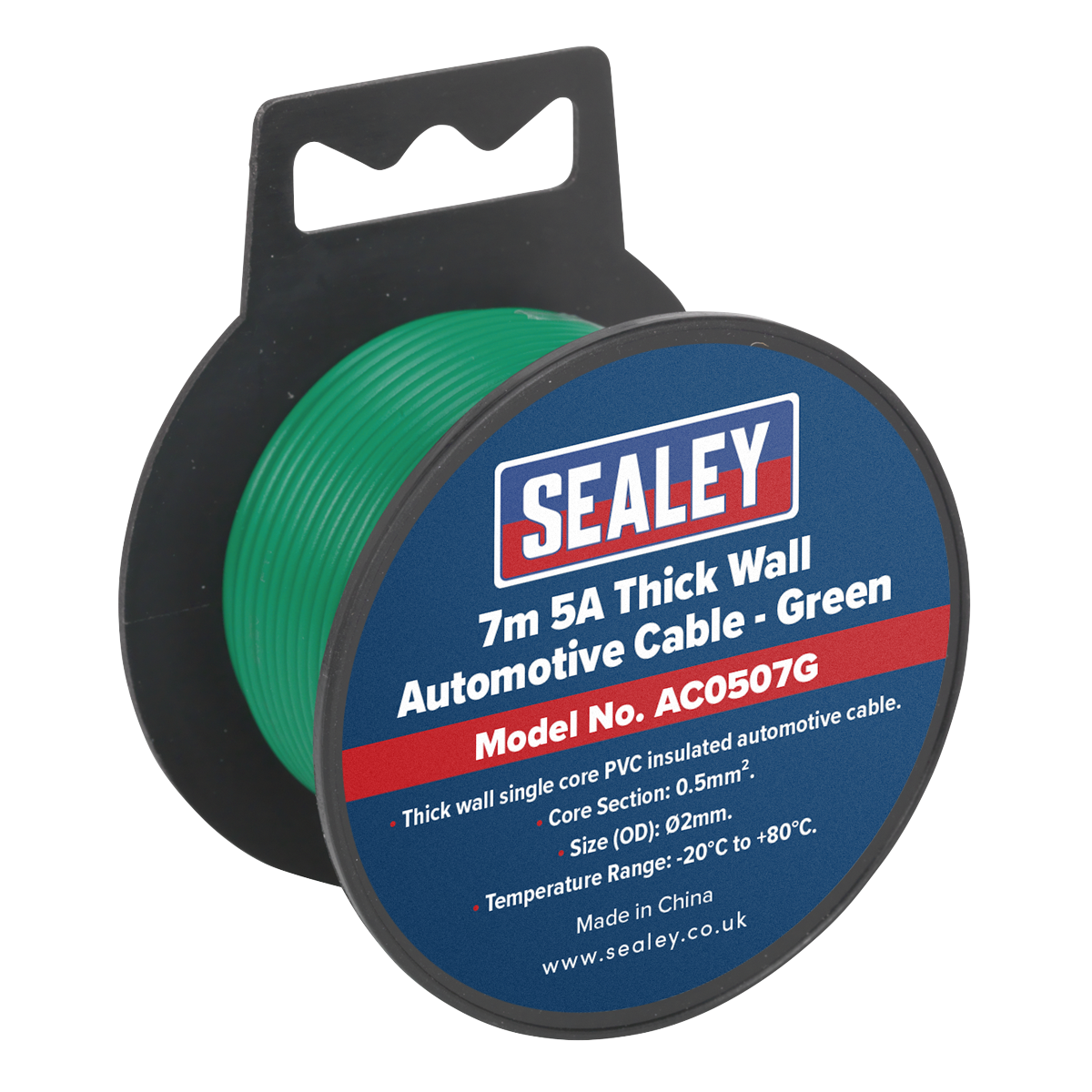 Sealey AC0507G 7m 5A Thick Wall Automotive Cable - Green