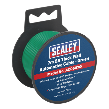 Sealey AC0507G 7m 5A Thick Wall Automotive Cable - Green