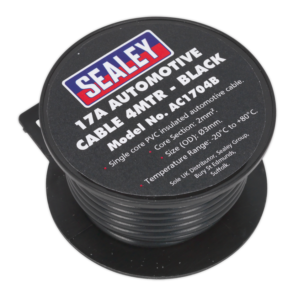 Sealey AC1704B 4m 17A Thick Wall Automotive Cable - Black