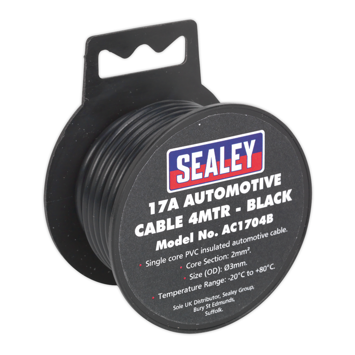 Sealey AC1704B 4m 17A Thick Wall Automotive Cable - Black