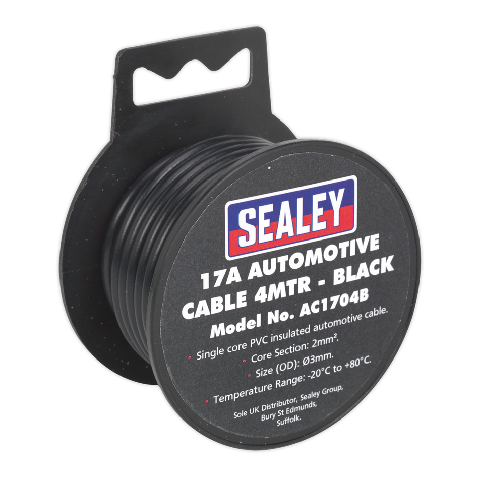 Sealey AC1704B 4m 17A Thick Wall Automotive Cable - Black