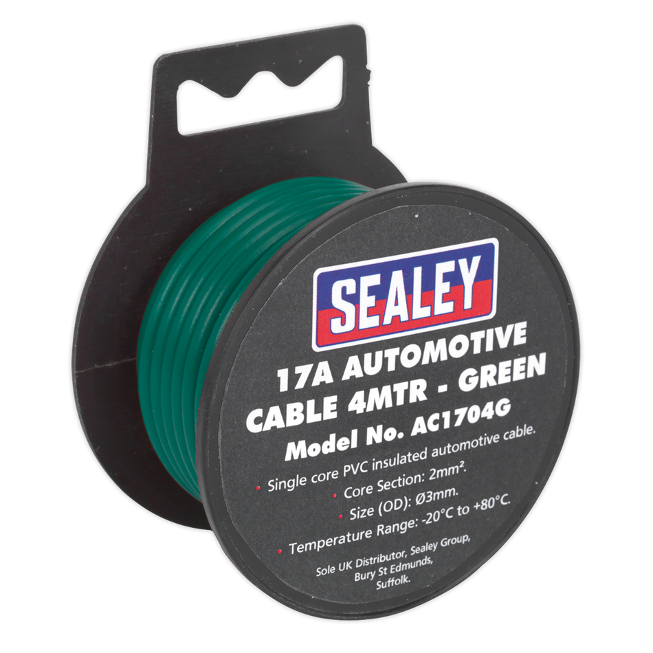 Sealey AC1704G 4m 17A Thick Wall Automotive Cable - Green
