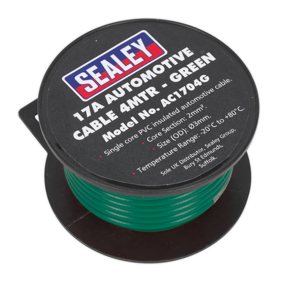 Sealey AC1704G 4m 17A Thick Wall Automotive Cable - Green