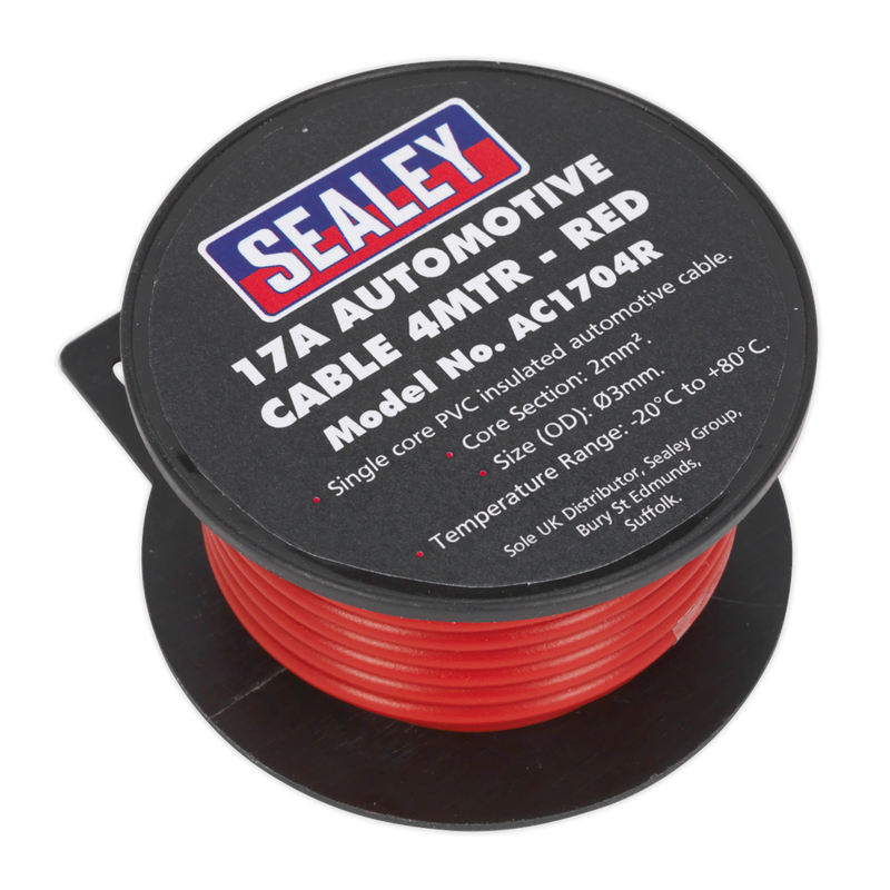 Sealey AC1704R 4m 17A Thick Wall Automotive Cable - Red