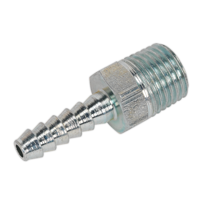 Sealey AC38 Screwed Tailpiece Male 1/4"BSPT - 3/16" Hose - Pack of 5