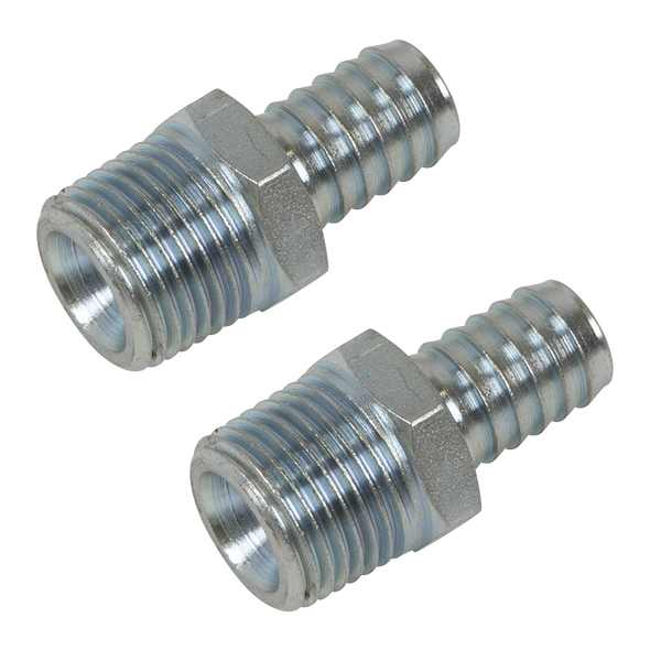 Sealey AC99 Screwed Tailpiece Male 1/2"BSPT - 1/2" Hose - Pack of 2
