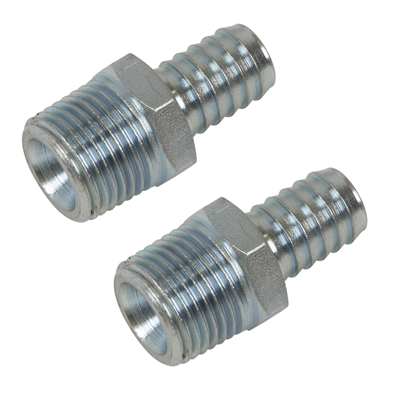 Sealey AC99 Screwed Tailpiece Male 1/2"BSPT - 1/2" Hose - Pack of 2