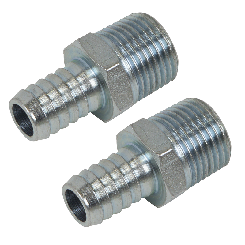 Sealey AC99 Screwed Tailpiece Male 1/2"BSPT - 1/2" Hose - Pack of 2