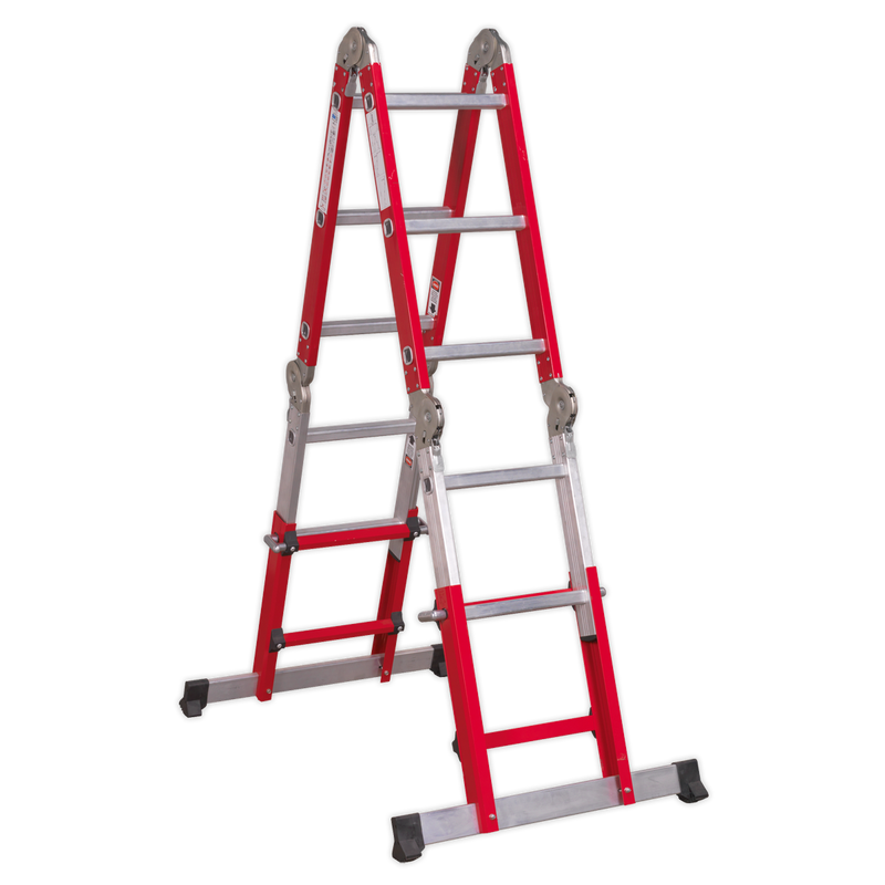 Sealey AFPL2 4-Way Aluminium Adjustable Height Folding Platform Ladder EN 131