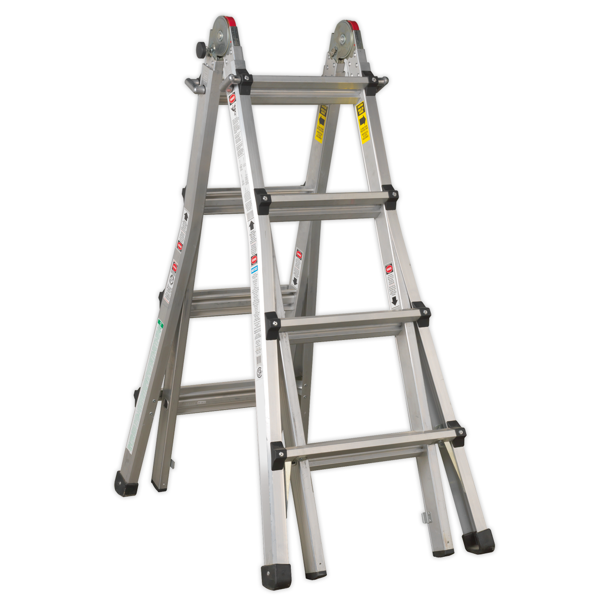 Sealey AFPL3 4-Way Trade Aluminium Adjustable Height Telescopic Ladder EN 131
