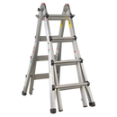 Sealey AFPL3 4-Way Trade Aluminium Adjustable Height Telescopic Ladder EN 131