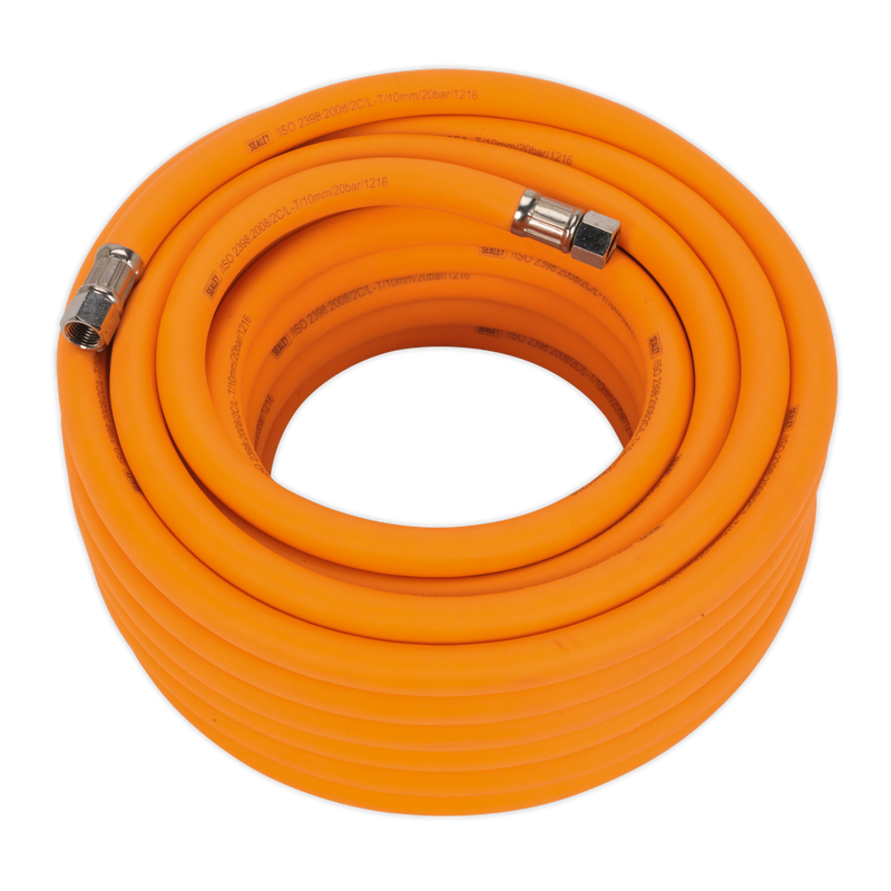 Sealey AHHC1538 15m x Ø10mm High-Visibility Hybrid Air Hose with 1/4"BSP Unions