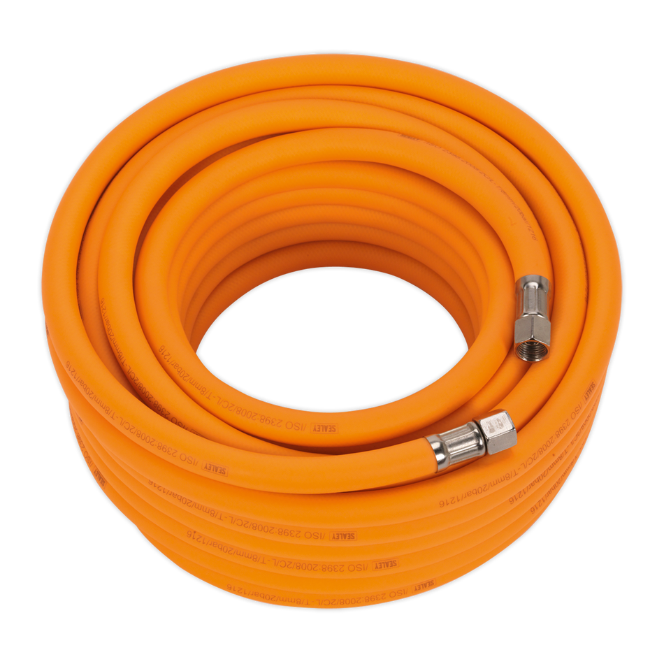 Sealey AHHC15 15m x ‚àö√â√Ä√∫8mm High-Visibility Hybrid Air Hose with 1/4"BSP Unions