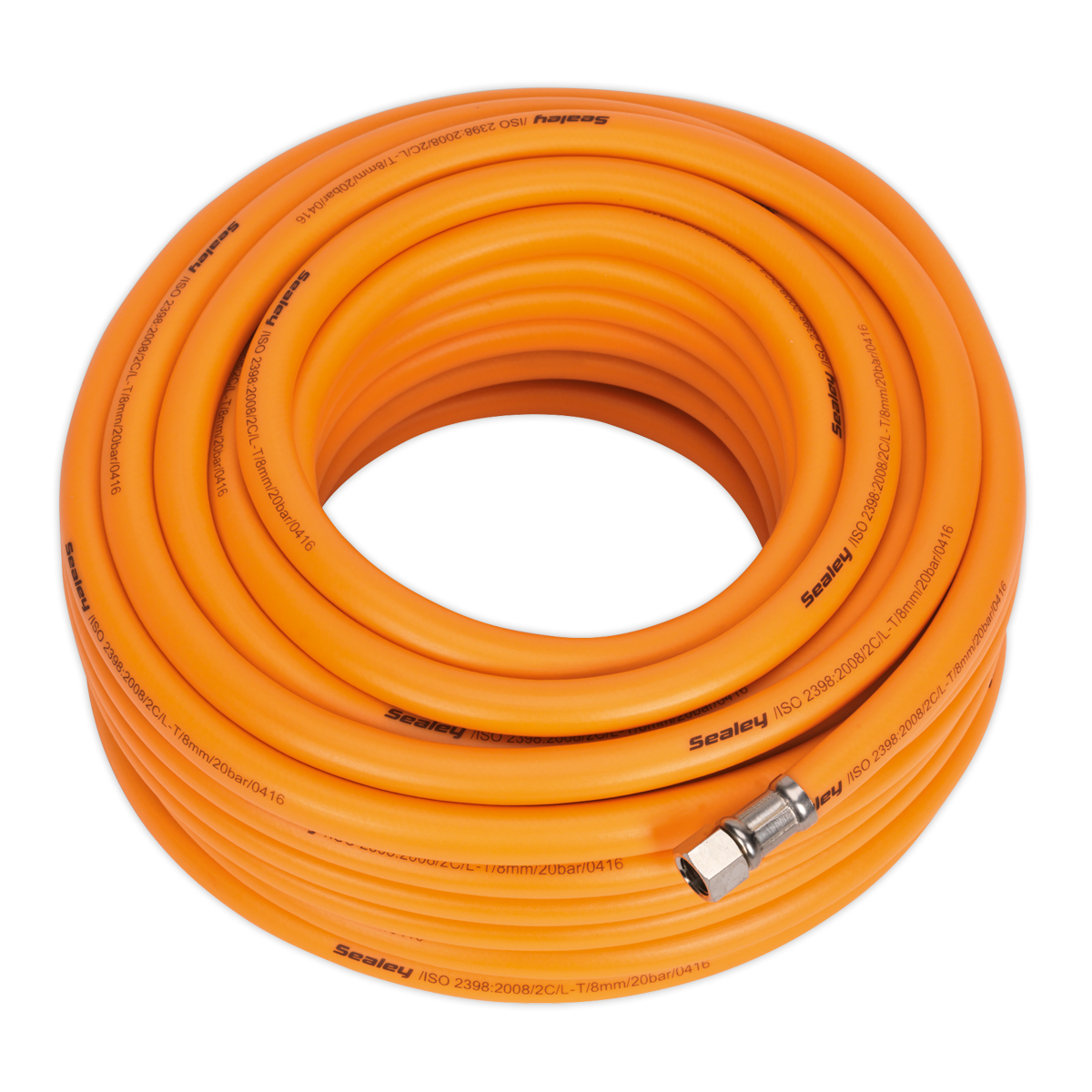 Sealey AHHC20 20m x â€šÃ Ã¶âˆšÃ¢âˆšÃ„âˆšâˆ«8mm High-Visibility Hybrid Air Hose with 1/4"BSP Unions