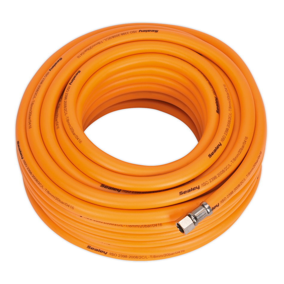 Sealey AHHC20 20m x ‚àö√â√Ä√∫8mm High-Visibility Hybrid Air Hose with 1/4"BSP Unions