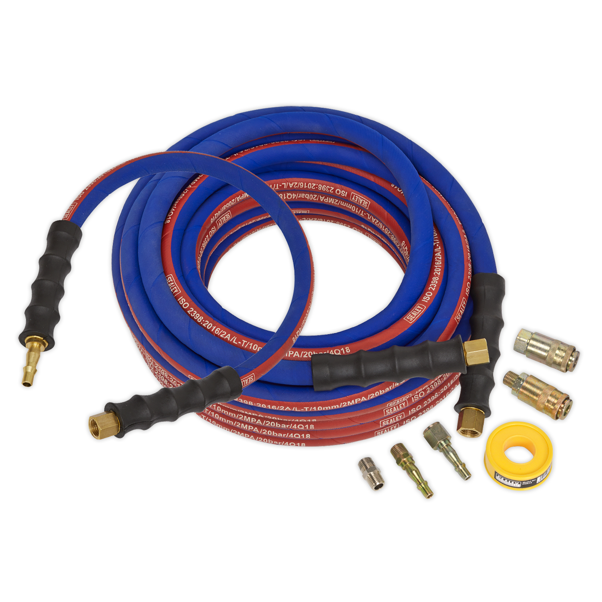 Sealey AHK02 15m x 10mm Heavy-Duty Air Hose Kit with Connectors