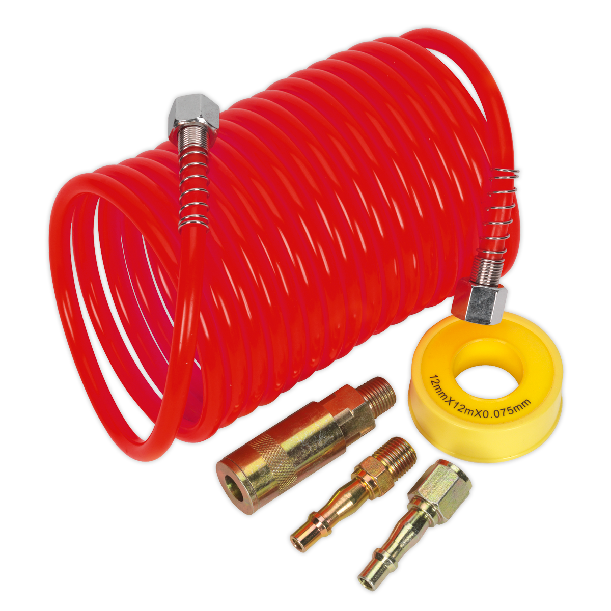 Sealey AHK03 5m x 5mm PU Coiled Air Hose Kit with Coupling Kit