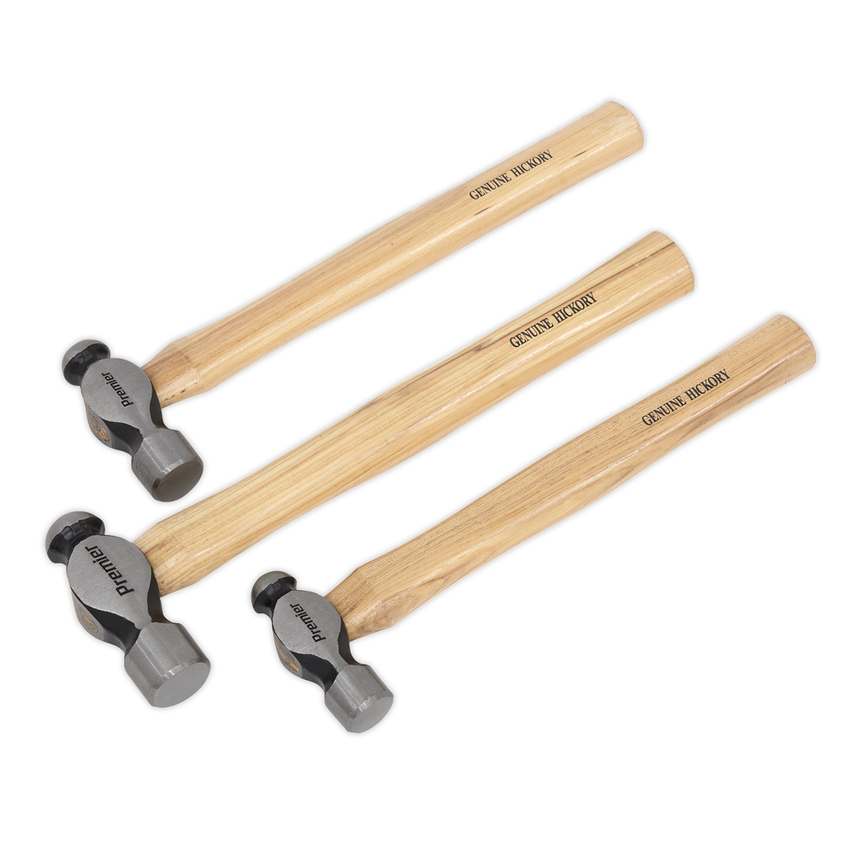 Sealey AK203 3pc Ball Pein Hammer Set with Hickory Shafts