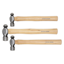 Sealey AK203 3pc Ball Pein Hammer Set with Hickory Shafts