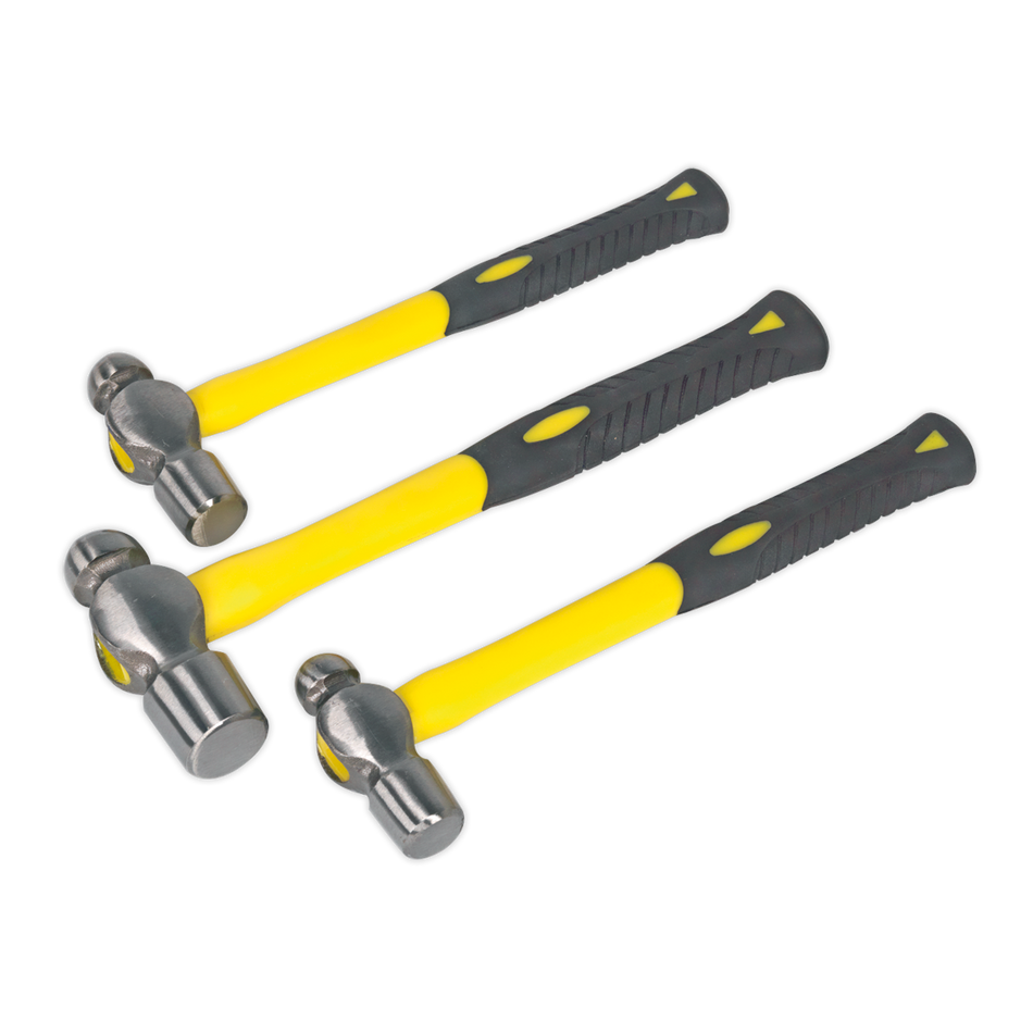 Sealey AK2031 3pc Ball Pein Hammer Set with Fibreglass Shafts