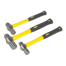 Sealey AK2031 3pc Ball Pein Hammer Set with Fibreglass Shafts